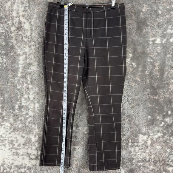 Free People Women Size 8 Checker Ankle Pants Gray Button Zip Cotton Blend Casual - Picture 2 of 12